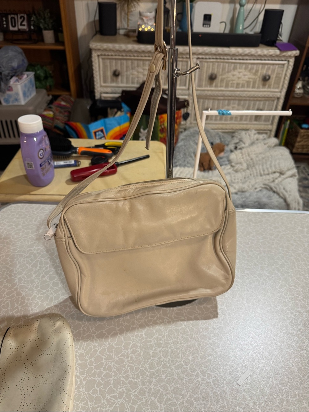 Neutral Beige Crossbody Bag with Front Pocket
